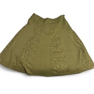 Chico’s 100% Cotton Green Pleated Midi Skirt